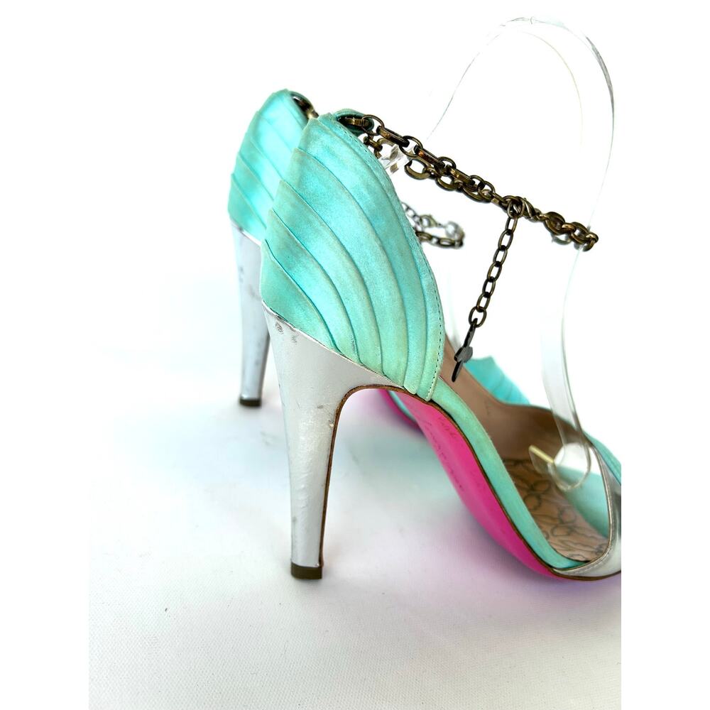 Vintage Y2K Ungaro Butterfly Charm Anklet Chain Heels Green Fairy 39.5 US 9.5 - Picture 8 of 14
